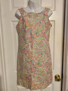 New York & Co Summer Shift Sheath Dress 4/6 Womens Pink Paisley Chic Barbie - Picture 1 of 4