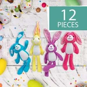 Long Ear Stuffed Bunnies, Easter Basket Stuffers,  Plush Toys, 12 Pieces - Picture 1 of 4