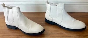 Men's White Waterproof Ankle Boots, Faux Leather Size 11 - Picture 1 of 2