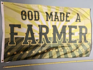 DONALD TRUMP FLAG FREE USA SHIP God Made A Farmer BY Field USA Sign Poster 3x5' - Picture 1 of 1