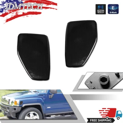 For 2006-2010 HUMMER H3, H3T Smoked Front Side Marker Light Housings Covers Set - Image 1 of 4