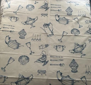 Mulberry Family Silver FD240 G110 Linen Cotton Modal Sliverware Fabric 2 Yds 12” - Picture 1 of 6