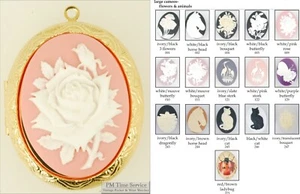 Large oval locket, flower & animal-themed cameos, with necklace options - Picture 1 of 4