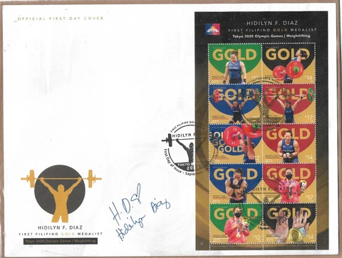 Philippines 2020 Autograph Signed by Hidilyn Francisco Diaz ,Olympic Gold FDC Cover