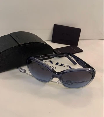 Gafas de sol PRADA SPR10M azul marino gradación ovaladas triángulo logotipo estuche Italia Foto 1 de 4