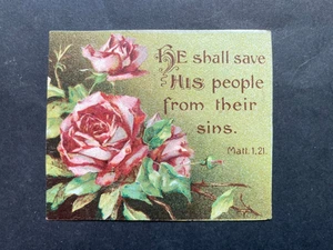 TARJETA RELIGIOSA VICTORIANA SALMO SALVARÁ A SU PUEBLO DE SUS PECADOS - Imagen 1 de 2
