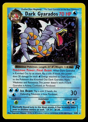 Dark Gyarados 8/82 Team Rocket - Покемон TCG Предварительный выпуск Штампованная Голографическая Редкая Пластинка - Изображение 1 из 4