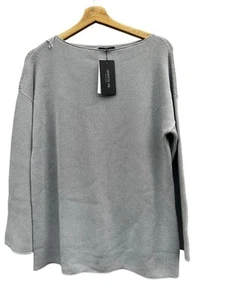 Maglione donna Lafayette 148 New York seta blu chiaro M Medium nuovo con etichette $498 - Foto 1 di 8