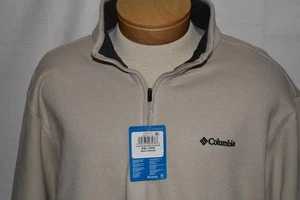 NWT COLUMBIA XXL Men's Cotton Polyester 1/4 Zip Fleece Pullover Beige - Picture 1 of 6
