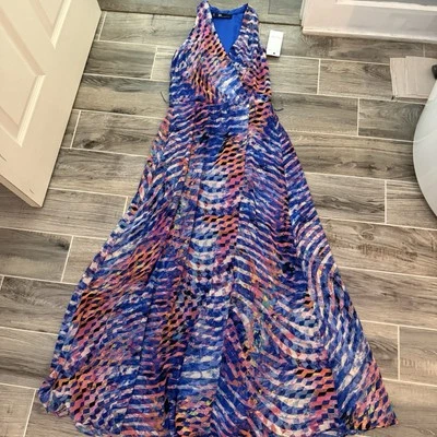 Maxi Vestido Be By Chetta B Nuevo con Etiquetas Talla 10 Colorido Forrado Geométrico Abstracto Foto 1 de 4