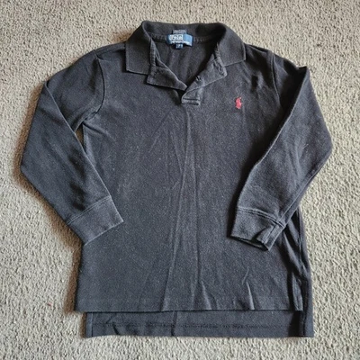 Polo Ralph Lauren Niños Talla 7 Negro Pequeño Poni Manga Larga Algodón Foto 1 de 4