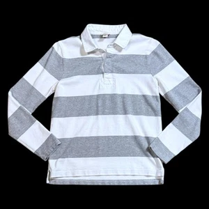 J. Crew Rugby Shirt Kids Gray and White Striped Long Sleeve Size S - Picture 1 of 5