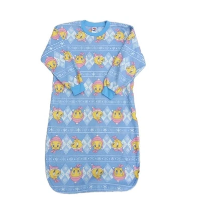 VTG 1999 Looney Tunes Tweety Bird Pastel Fleece Maxi Long Night Shirt Cozy Sz M  - Image 1 of 4