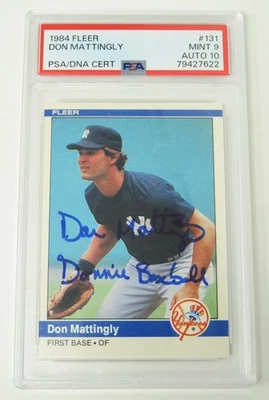 Tarjeta de novato Fleer 1984 autografiada firmada por Don Mattingly Yankees 131 PSA 10 automática Foto 1 de 4