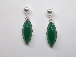Orecchini in ARGENTO 925 con Pietra colorata verde - imitazione giada - smeraldo - Picture 1 of 6