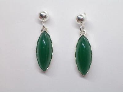 Orecchini in ARGENTO 925 con Pietra colorata verde - imitazione giada - smeraldo - Immagine 1 di 4