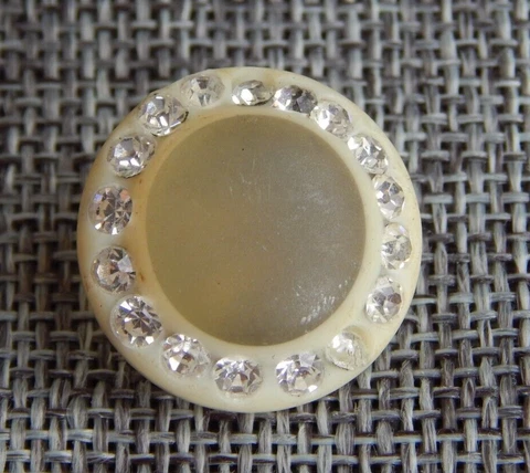 Antique Vtg  Celluloid  & Lucite Button with Rhinestone Pastes ~Apx: 7/8"~#315-D Cover