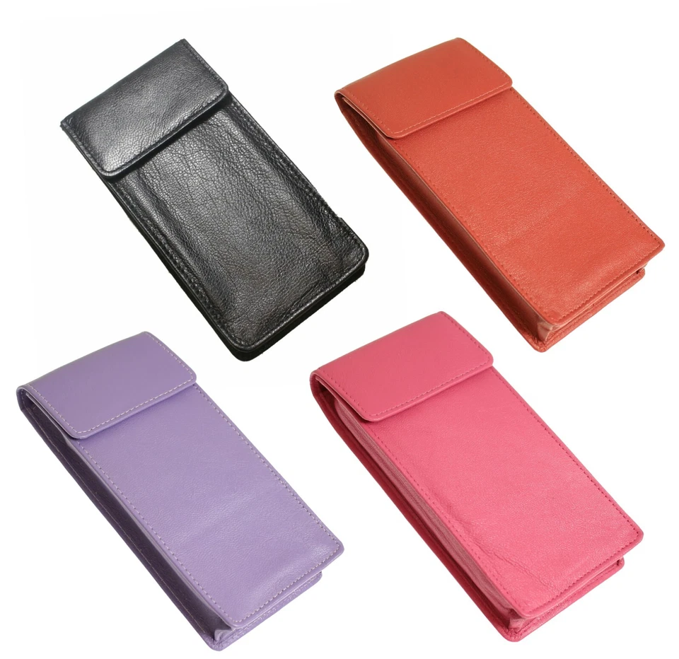 Black Red Purple Pink Leather Spectacle Case Slim Glasses Case Soft Sunglasses