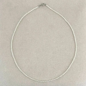 Genuine Fresh Water Rice Pearl 18" Necklace - 4mm, Natural, Tiny White Pearls - Picture 1 of 2