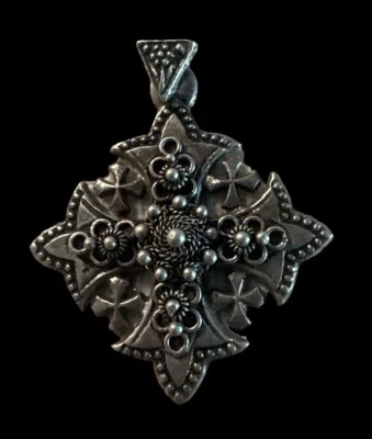 Vintage Sterling Silver Jerusalem Maltese Crusader Cross Pendant - Image 1 of 4