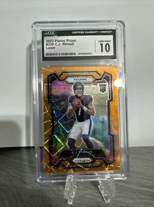Prizm 2023 NFL Texans CJ Stroud Orange Lazer Rookie Card *GEM MINT CGC 10* - Picture 1 of 3
