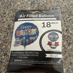 Air Filled Balloon-Happy Birthday 18 Inch Easy To Inflate/ Metallic / New - Picture 1 of 2