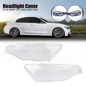 Pair Clear Headlight Glass Headlamp Lens Cover Transparent for BMW F30 2012-2015 - Picture 1 of 8