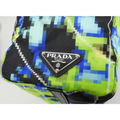 Prada large tote bag nylon yellow black blue leather shoulder bag Tophandle bag - Image 1 of 4