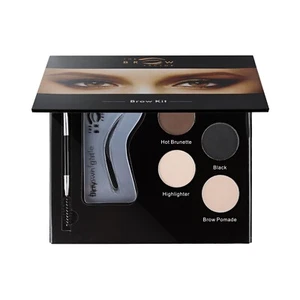 Brow Kit 6 Eyebrow Stencils and makeup kit - shadows pomade highlighter brush - Picture 1 of 4