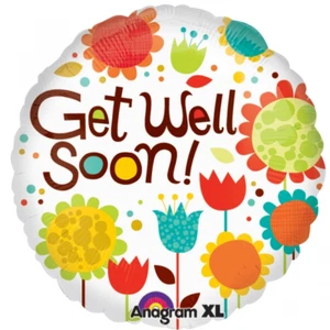 ANAGRAM 17"/43cm Foil Balloon-Floral design- Get Well Soon! - Picture 1 of 1