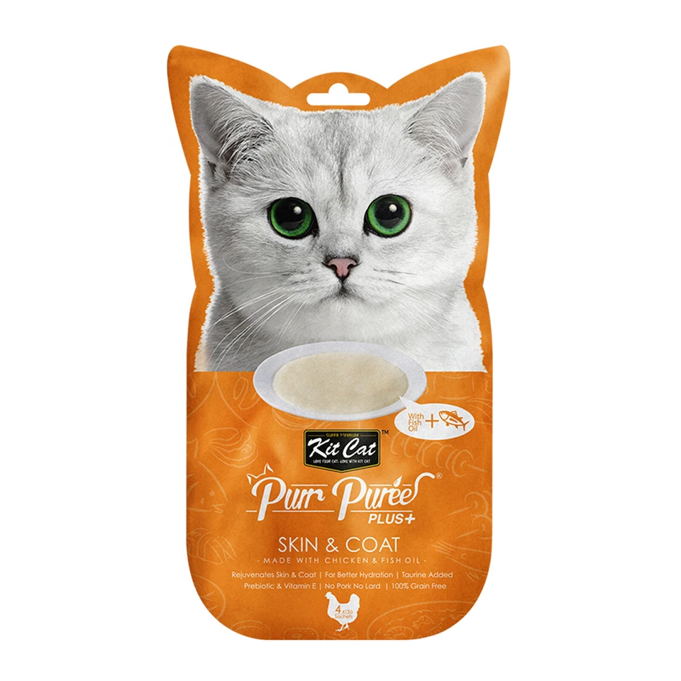 Kit Cat Purr Puree Plus+Skin And Coat Chicken Fish Paste Treats For Cats 15gm x4 - image 1 of 1