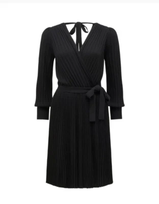 NOVO COM ETIQUETAS VESTIDO SUÉTER PLISSADO Melbourne NEIMAN MARCUS preto SURPLICE tamanho 8 - Imagem 1 de 4