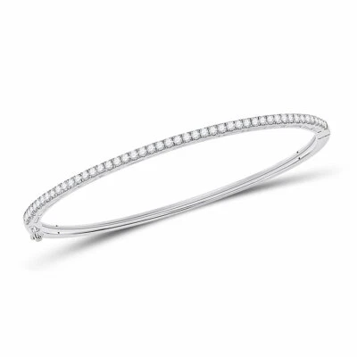 Brazalete Apilable Diamante Redondo Oro Blanco 14kt para Mujer 1 Cttw Foto 1 de 4