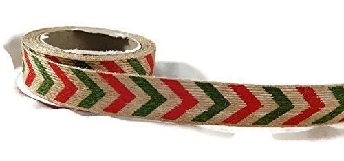 7/8" Christmas Chevron Stripe Burlap Ribbon - 9 feet - Image 1 of 1