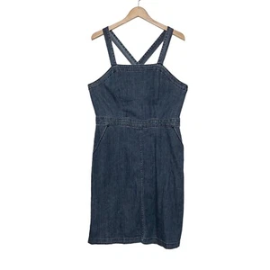 Universal Thread Denim Overalls Dress Jumper Womens Size 14 Blue Stretch - Picture 1 of 11