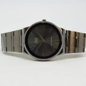 Q&Q Dark Tone Quartz Analog Men's Watch Sz. 6 3/4" New Battery - Picture 1 of 10