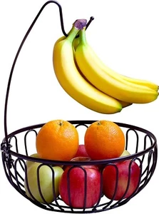 Amaze Fruit Bowl with Removable Banana Hanger, Black Large Baskets for Storage - Picture 1 of 6