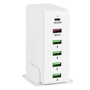 Nueva estación de carga de pared USB QC3.0 20W PD USB-C 4 puertos para teléfono iPhone Android - Imagen 1 de 2