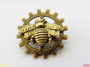 steampunk brooch badge pin bumble honey bee apiarist cog gearwheel Manchester - Picture 1 of 3
