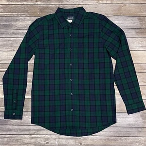 Childrens Place Green Black Blue Black Watch Plaid Button Down Shirt NWT XXL - Picture 1 of 8