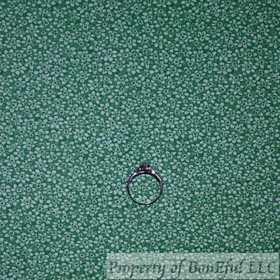 BonEFul FQ Cotton Quilt Green White Tiny Little Small Flower Calico Dot Bohemian - Image 1 of 4