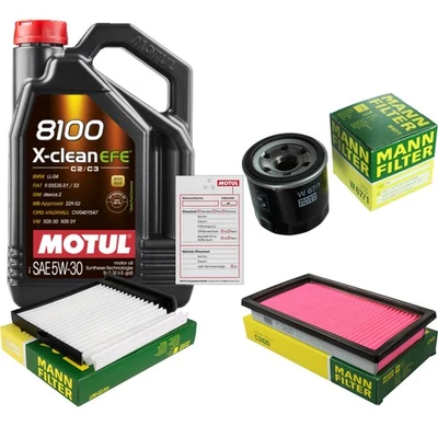 MANN Inspektionspaket 5L MOTUL 8100 X-CLEAN 5W-30 für Nissan Tiida Schrägheck - Bild 1 von 4