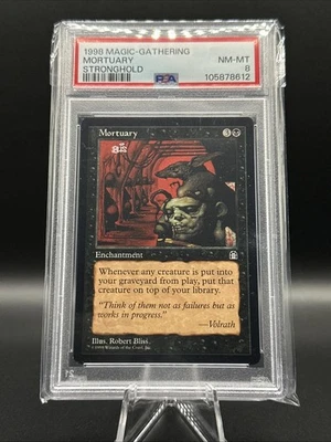 1998 Magic the Gathering Mortuary Stronghold Rare PSA 8 - Image 1 of 2