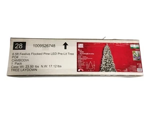 Home Accents Holiday 6.5 Ft. Pre-Lit LED FESTIVE Pine Flocked Christmas Tree - Picture 1 of 1