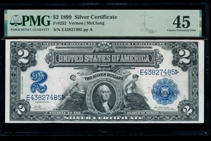 AC Fr 252 1899 $2 Silver Certificate PMG 45 - Picture 1 of 2