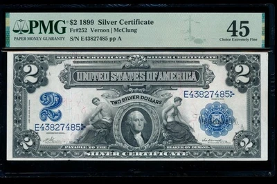 AC Fr 252 1899 $2 Silver Certificate PMG 45 - Image 1 of 2