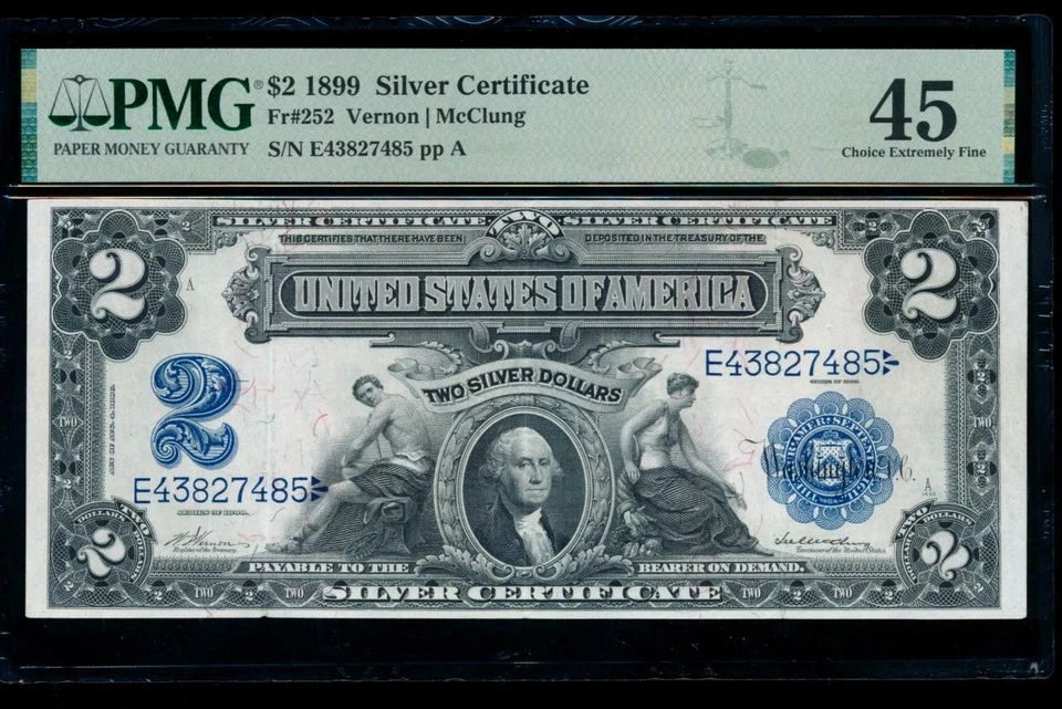 AC Fr 252 1899 $2 Silver Certificate PMG 45 - Image 1 of 2