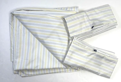 Nautica Home King плоские и чехлы (2) белая желтая серая полоса - Изображение 1 из 4