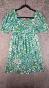 Lilly Pulitzer Delaney Dress Girls 12/14 XL Botanical Green Safari Sangria - Picture 1 of 10