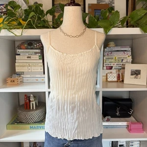 Blusa sin mangas vintage años 90 coqueta arrugas transparentes blanca Wms mediana - Imagen 1 de 13